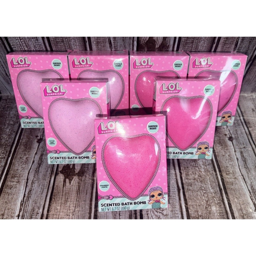 7x LOL Surprise Scented Bath Bomb Heart Shape Strawberry & Cotton Candy Scents